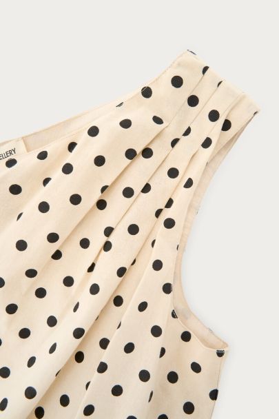 Top ballon asym&eacute;trique blanc &agrave; pois 