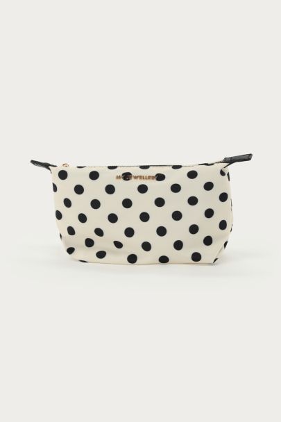 White small toiletry bag with polka dot