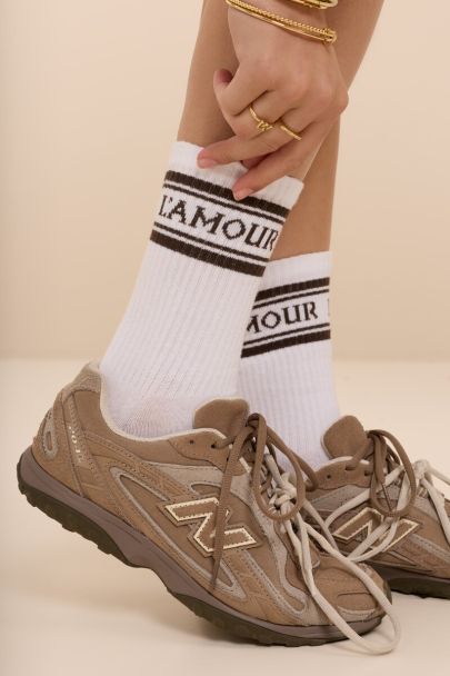 Chaussettes blanches à rayures L'amour