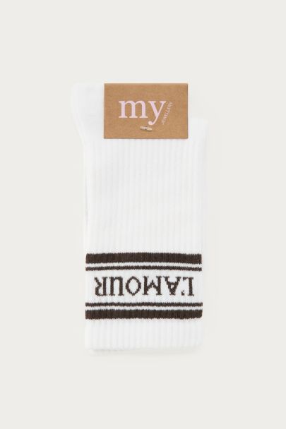 Chaussettes blanches à rayures L'amour