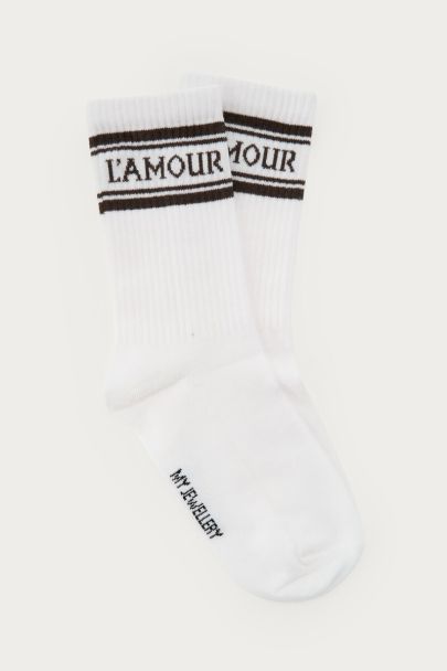 Chaussettes blanches à rayures L'amour