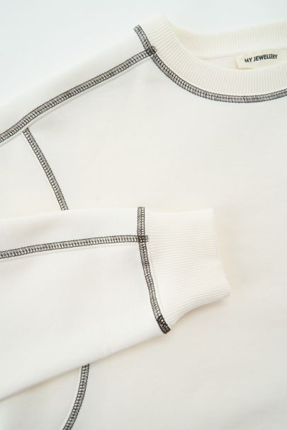 White sweatshirt with contrast stitching