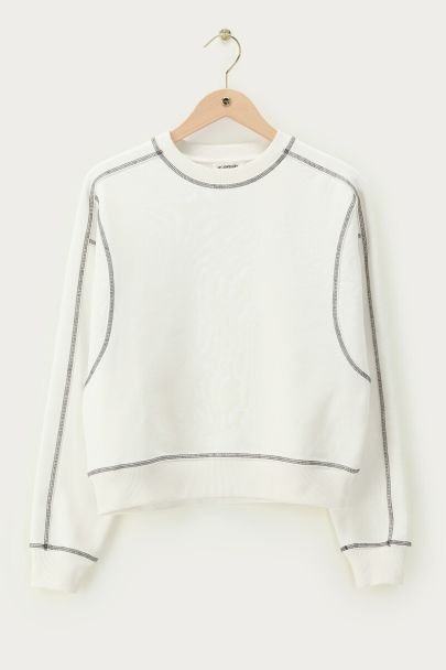 White sweatshirt with contrast stitching