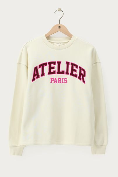 Sweat blanc 'Atelier Paris' satiné