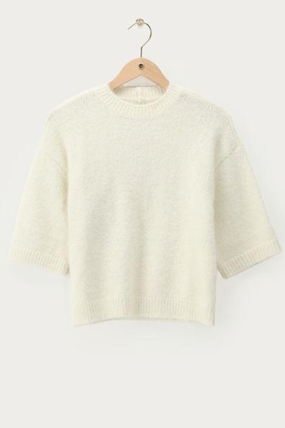 Pull blanc à manches courtes