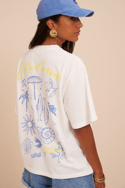 Wit T-shirt "Cote d'azur"