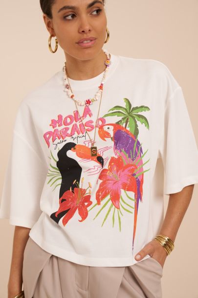 Weißes T-Shirt "Hola Paraiso" 
