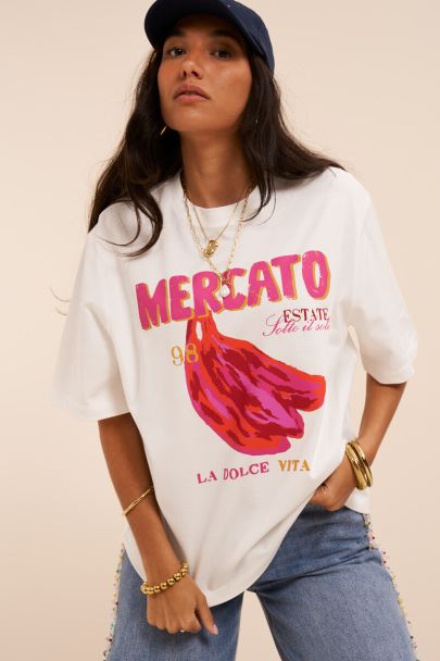 T-shirt blanc "Mercato banana"