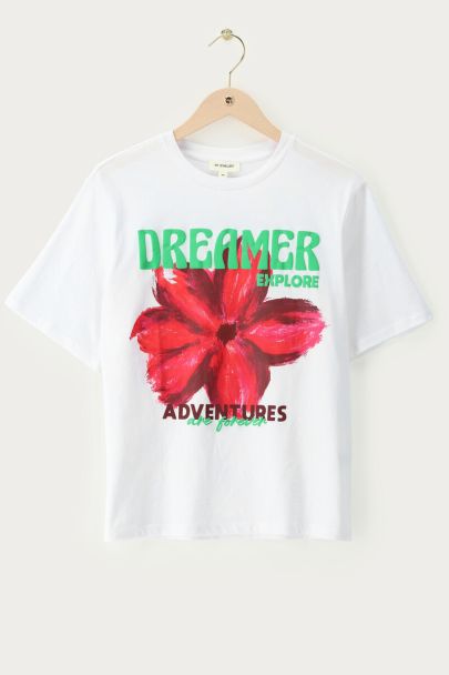 T-shirt blanc 'Les aventures sont éternelles'