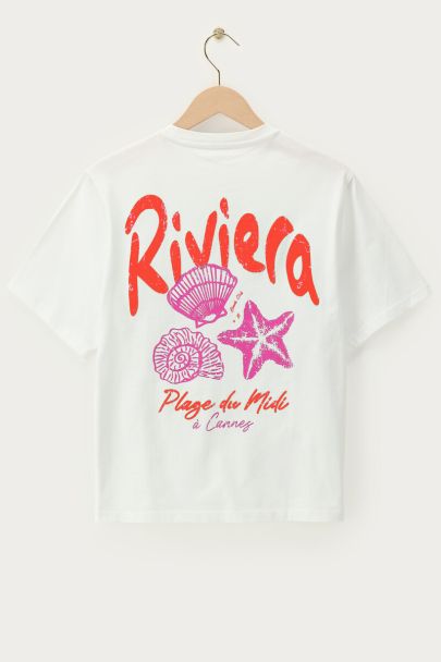 White T-shirt with orange "Riviera"
