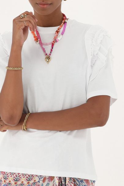 Weißes T-Shirt mit Rüschen