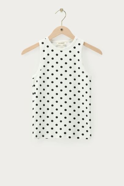 Witte tanktop met polkadot
