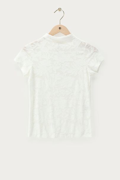 Witte top met bloemenprint en korte mouwen
