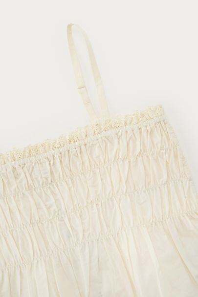 White top with smock and embroidery