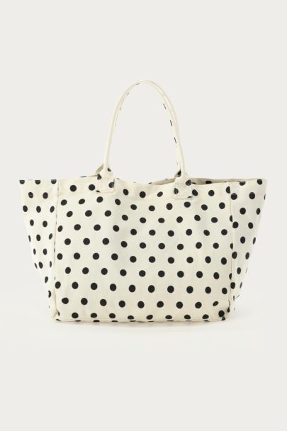 Witte shopper met polkadot