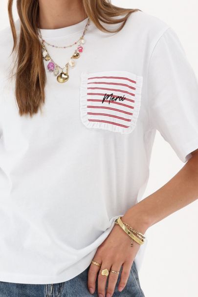 T-shirt blanc "Merci" 