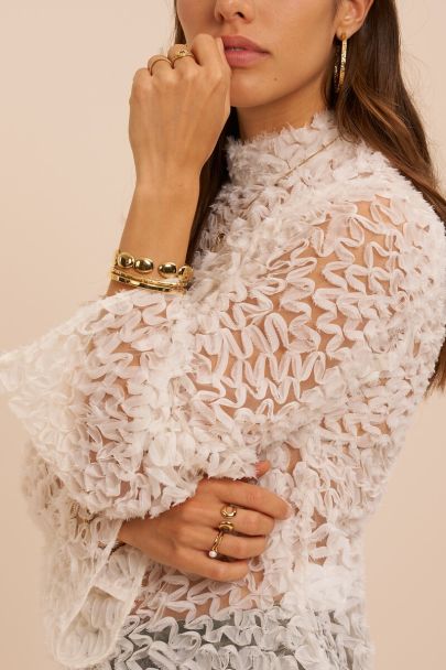 Top jacquard blanc détails 3D