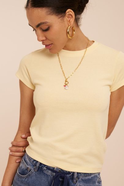 Gele basic top met korte mouwen