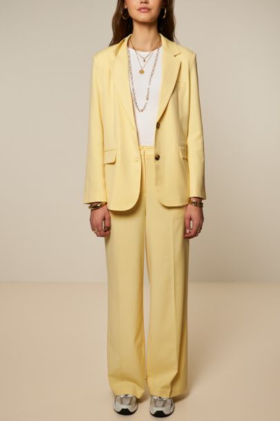 Gele basic wide leg pantalon