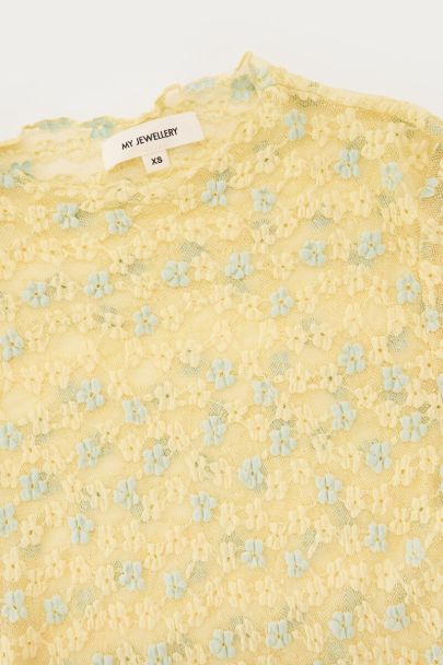 Gele kanten top met bloemenprint
