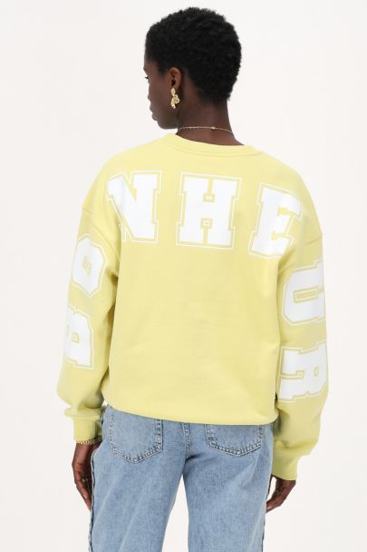 Yellow oversized sweatshirt "Bonheur"