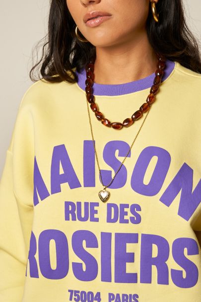 Gelbes Sweatshirt "Maison rue des rosiers"