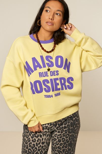 Gelbes Sweatshirt "Maison rue des rosiers"