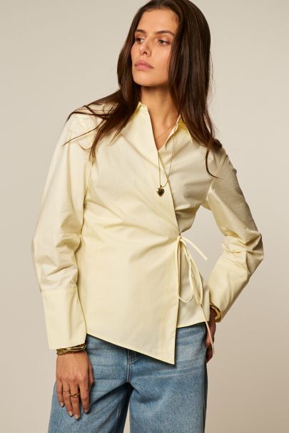 Gele overslag blouse met cuff