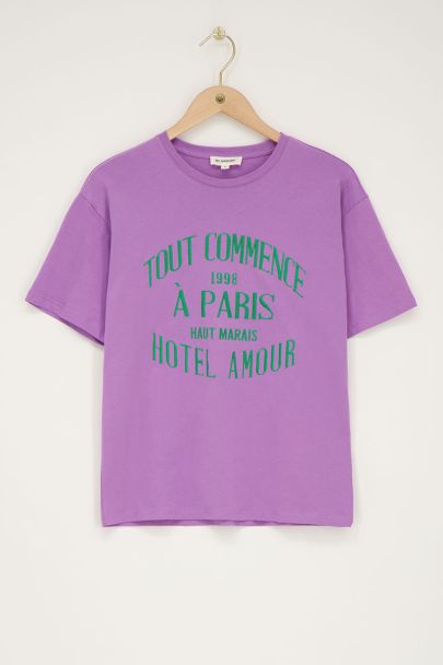 Lila T-shirt 'Hotel Amour'