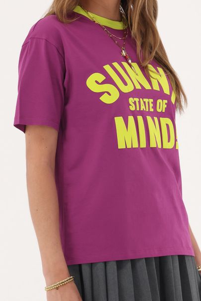 Paars T-shirt "Sunny state of mind"