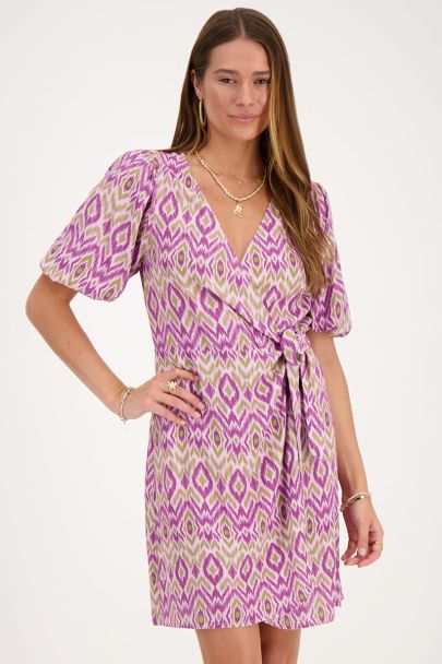 Robe portefeuille violette avec imprimé aztèque