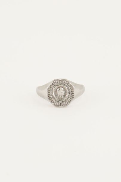 Vintage look signet ring with coin