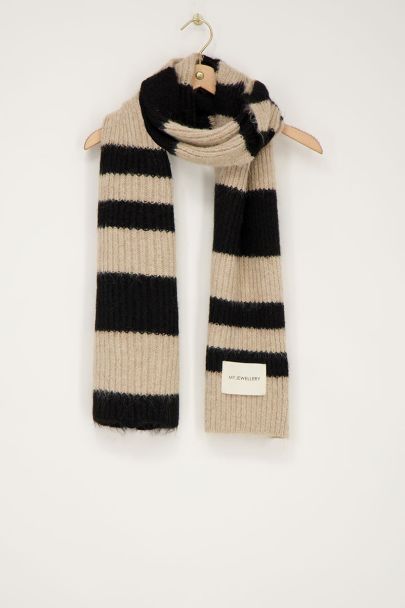 Écharpe à rayures beiges et noires