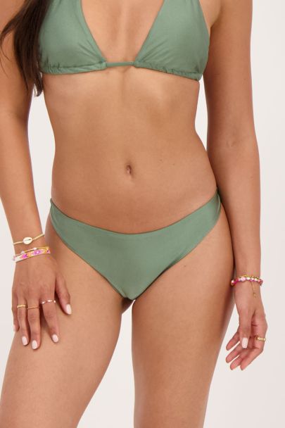 Groen glanzend bikini broekje braziliaans 