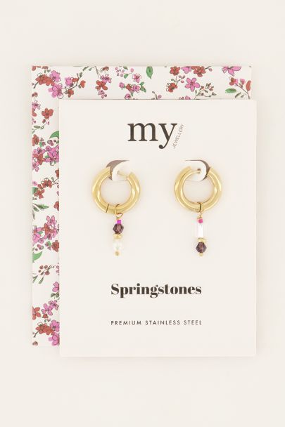 Boucles d&rsquo;oreilles Springstones avec pendentif en perles