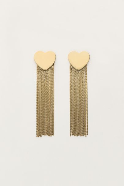 Pendientes colgantes estrellados con corazón y cordones
