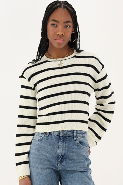 Striped top with loose sleeves