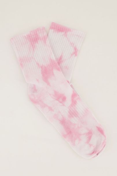 Tie dye sokken roze