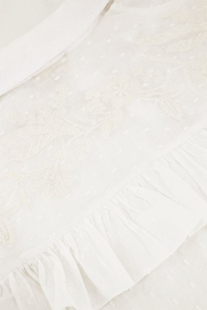 Weiße langärmelige Bluse mit Stickerei
