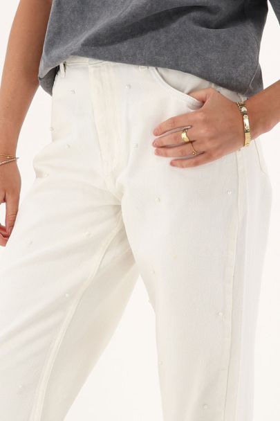 Weiße Jeans mit Kunstperlen