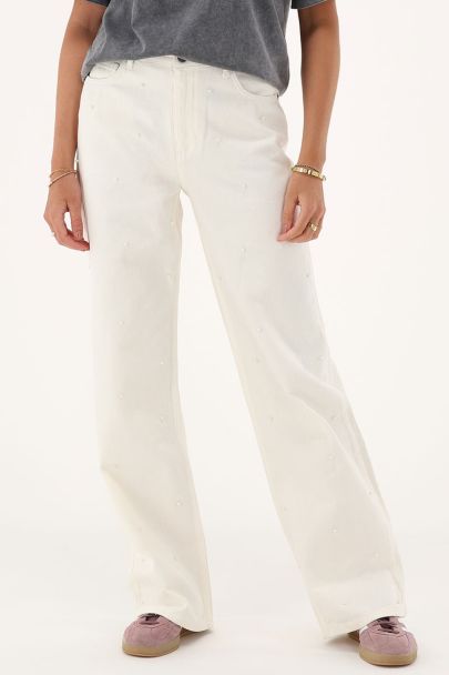 Weiße Jeans mit Kunstperlen