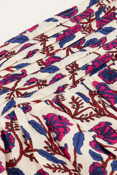 Witte korte rok met bloemenprint