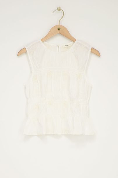 White smock top with embroidery