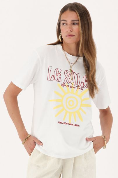 Wit T-shirt "Le soleil"