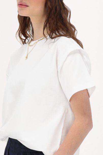 Wit T-shirt met mouw detail