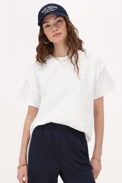 Wit T-shirt met mouw detail
