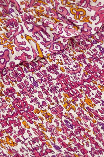 Witte top met roze & oranje bohemianprint