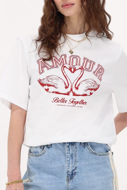 Wit T-shirt "Amour better together"