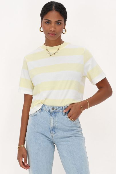 Gelb und weiß gestreiftes T-Shirt