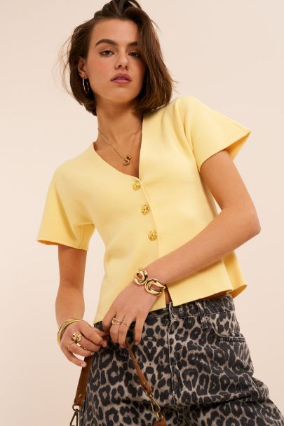 Gelber Cardigan mit Knopfleiste